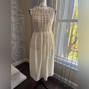 Zara Cream Textured Midi Dress